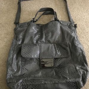 Beautiful gray snake skin tote bag